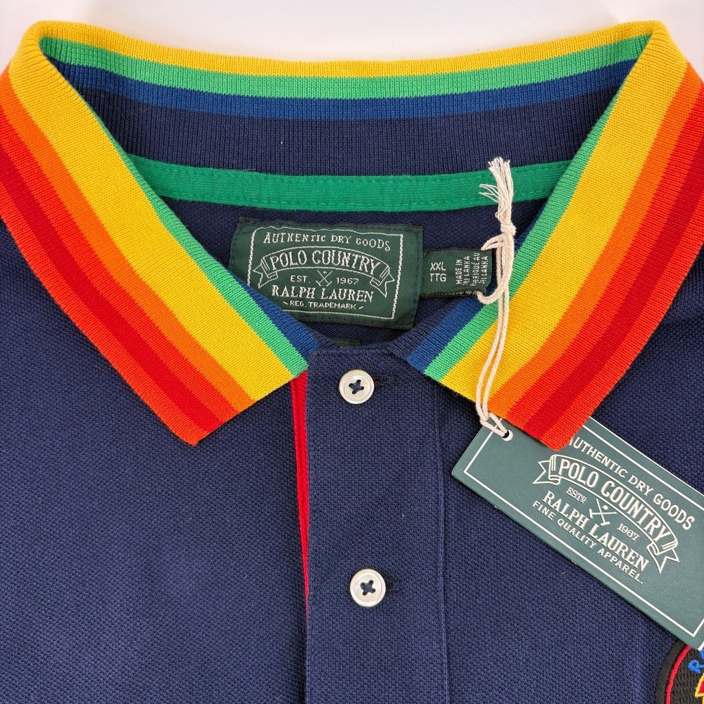 NWT Polo Ralph Lauren Polo Country Sportsman XXL Outdoor Rainbow Collar Navy - Picture 5 of 15